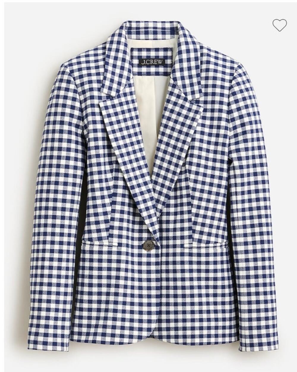 J.Crew Parke Blazer Gingham Bi-Stretch Cotton Navy White Check Size 12